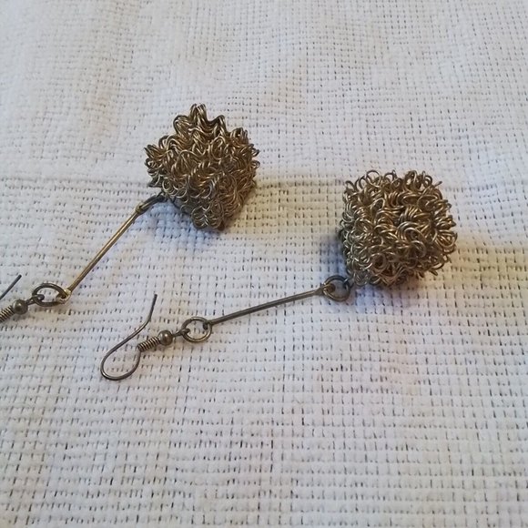 STERLING SILVER MESH HOOP EARRINGS Vintage 1990 (J20 ) - Picture 4 of 4